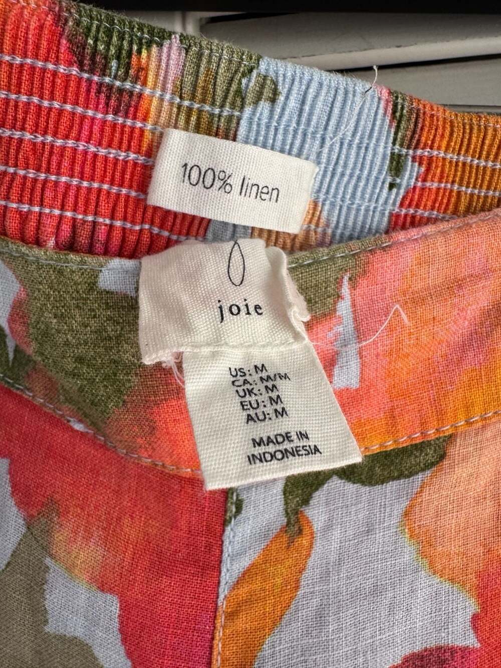 Joie Floral Wide Leg 100% Linen Cropped Pants Size M - Picture 2 of 3
